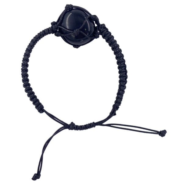 Плетенный браслет Черный Агат  на защиту и очищение от негатива